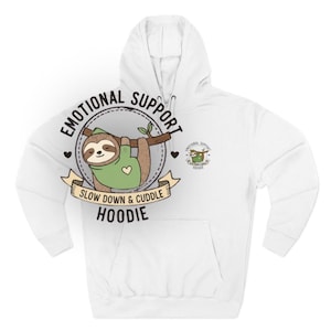 Emotional Support Sloth Hoodie | Cozy Animal Illustration Chest Print