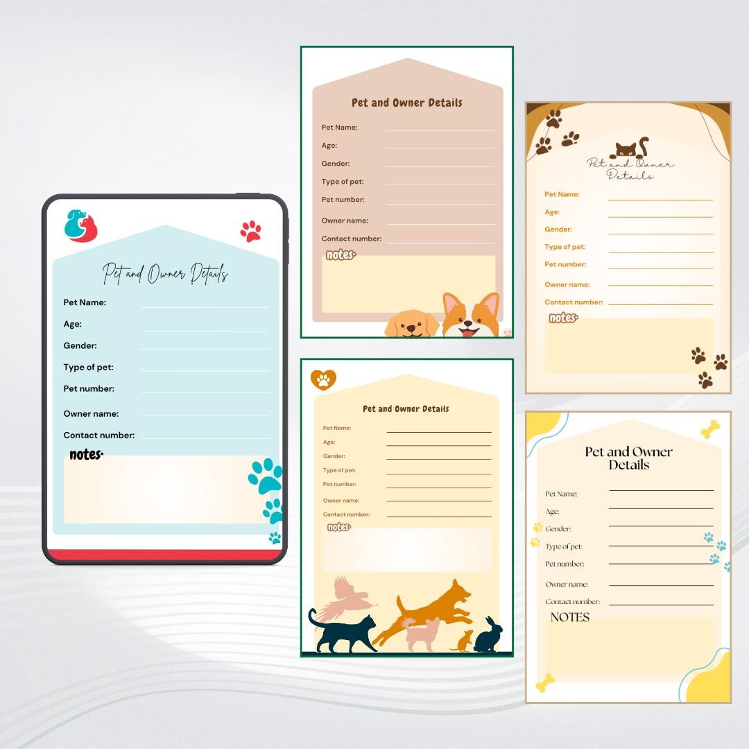 Image result for Pet and Owner Details PNG PDF Emergency Contact Sheet Pet Identity ...