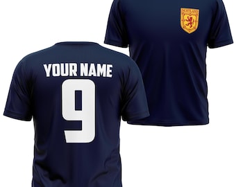 Camiseta infantil de fútbol de Escocia personalizada, camiseta infantil con escudo de armas de Escocia personalizado, regalos personalizados para eventos deportivos.