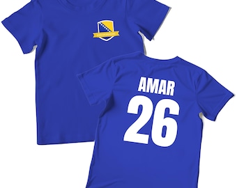 Personalized Bosnia Soccer T shirt For Kids, Custom Bosnia Shirt for Him or Her, Bosnian Top, Bosnia and Herzegovina Flag 2026 Cotton Tee
