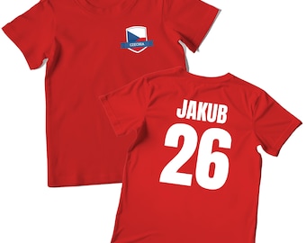 Personalized Czech Republic Soccer T shirt For Kids, Custom Czechia Shirt for Him or Her, Czechia Top, Czechia Custom Flag 2026 Cotton Tee