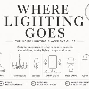 Home Lighting Placement Guide | Pendant, Chandelier, Sconce, Lamp Measurements (PDF)