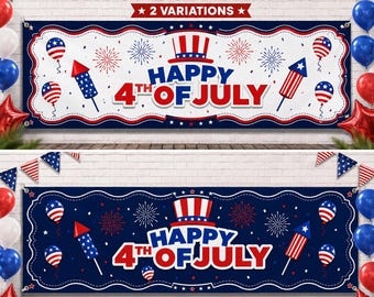 Plantilla de pancarta para el 4 de julio / Pancarta imprimible / Canva Decor (Descarga digital)