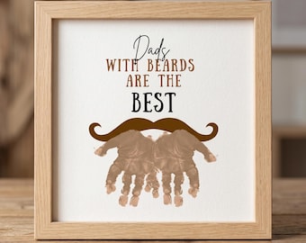 Manualidad imprimible con huellas de manos para el Día del Padre, Papá con barba es el mejor, Regalo de los niños, Arte con huellas de manos para hacer tú mismo, Descarga instantánea, Regalo de última hora para papá