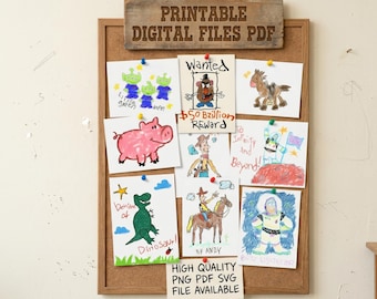 Toy story draws printable digital file, 10 Andy's Room Inspired Drawings digital pdf , Svg , Png file , Instant Download