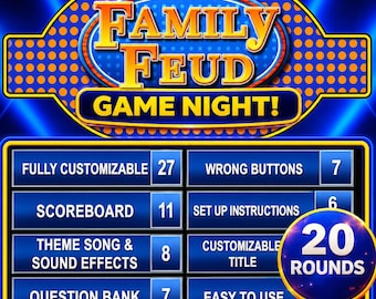 Friendly Family  Feud Family Game, Editable Powerpoint Game Show with Auto Score , Office Party & Family Reunion Group Games,  Trivia Night