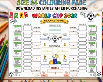 Calendario imprimible del Mundial 2026 para niños / Cuadro del torneo de fútbol