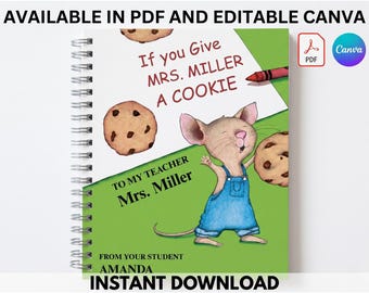 Si le regalas una galleta a tu profesor/a, Regalo de agradecimiento para profesores, Regalos de fin de año para profesores, Plantilla de libro de regalo, Editable en Canva, Descarga instantánea