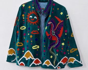 Dragon & Sun Embroidery Handmade Coat-FestiveWear Jacket