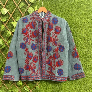 Handmade Suzani TNT Jacket, Embroidered Boho Coat