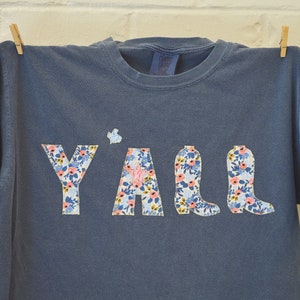 Hand Made Y&#39;ALL Tee Comfort Colors Applique Women&#39;s Shirt