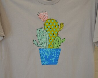 Hand Made Cactus Tee Free Motion Appliqué