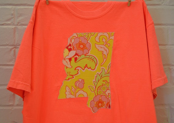 Hand Made Neon Custom State Tee Comfort Colors Applique Etsy
