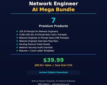 Netwerkingenieur AI-megabundel | CCNA, sjablonen voor sollicitatiegesprek, cv-sjablonen (digitale download)
