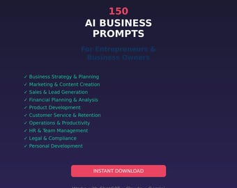 150 AI-bedrijfsvragen voor ondernemers, marketingstrategie (digitale download)