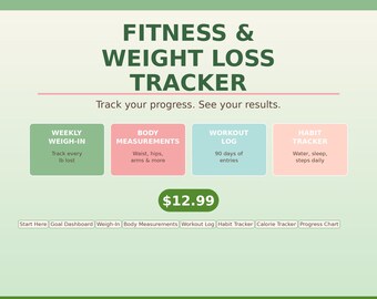 Spreadsheet met tracker voor fitness en gewichtsverlies | Trainingslogboek Google Spreadsheets | Dames 2026