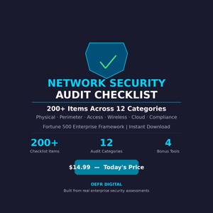 Network Security Audit Checklist | IT Infrastructure Assessment Template | Cybersecurity Compliance | Digital Download