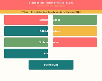 Gezinszomerplanner 2026 | Zomeractiviteiten Budget Road Trip Kids Schema Google Spreadsheets