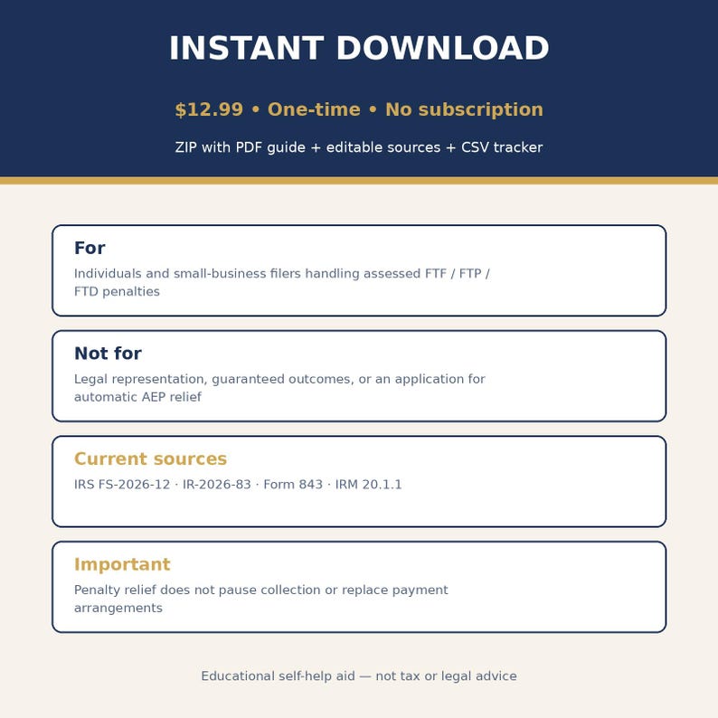 May include: A digital information graphic titled INSTANT DOWNLOAD, detailing a ZIP file containing a PDF guide, editable sources, and a CSV tracker. It lists sections for For, Not for, Current sources, and Important, noting it is an educational self-help aid.