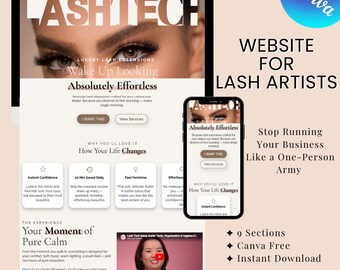 Lash Artist Website Canva Template: Bearbeitbares Business Branding (Digitaler Download)