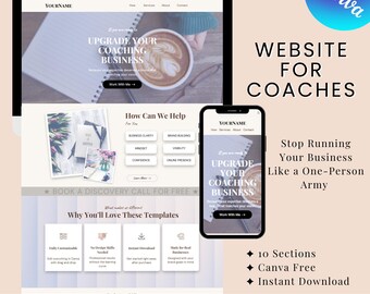 Coach Website-Design Business Template Coaching, Beratung, Life Coach, Online-Service Digitale Produkt-Download Sofortiger Zugriff
