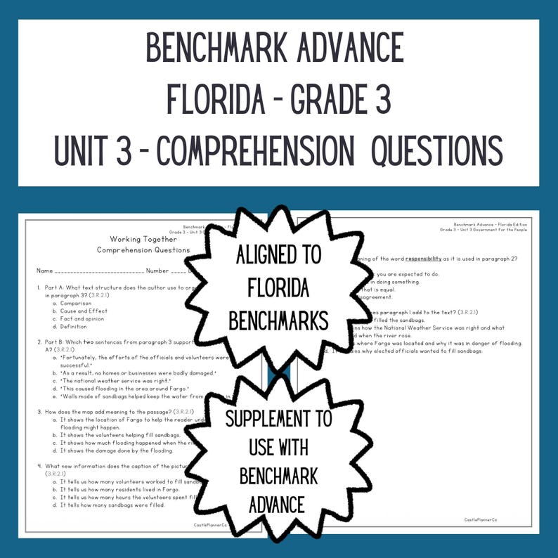 3rd Grade Reading Comprehension Worksheets | Benchmark Advance Unit 3 ...