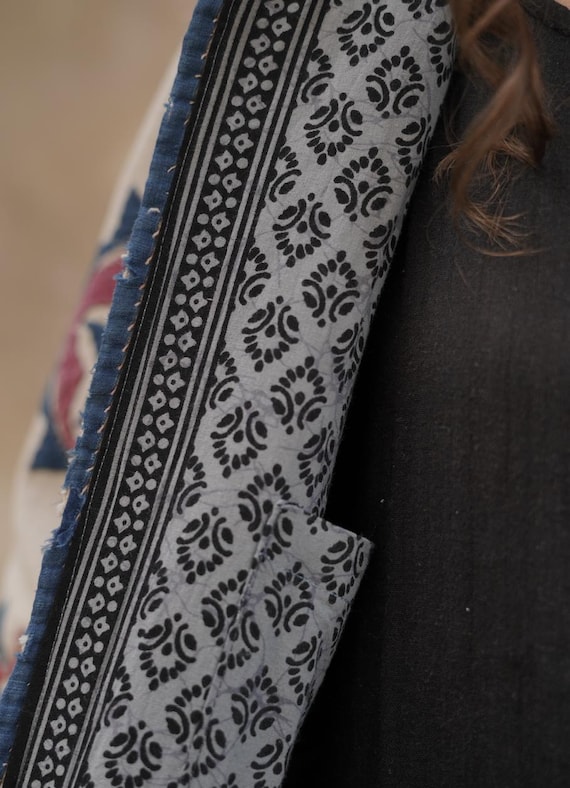 Vintage Geometric Banjara Patchwork Textile Jacke… - image 5