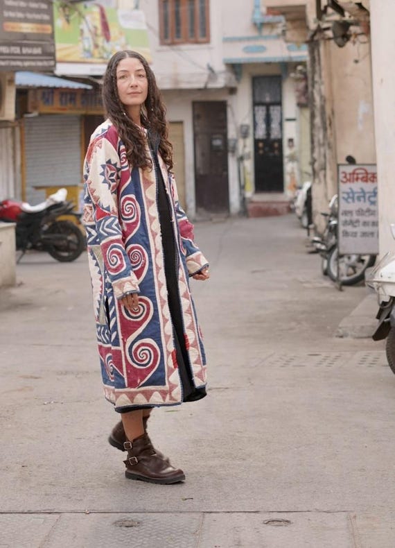Vintage Geometric Banjara Patchwork Textile Jacke… - image 11