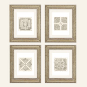 French Garden Plans Print Set: Sepia & Navy Antique Archival Art