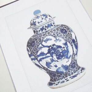 Set of 4 Blue & White Ginger Jar Fine Art Prints on Archival Watercolor Paper image 3