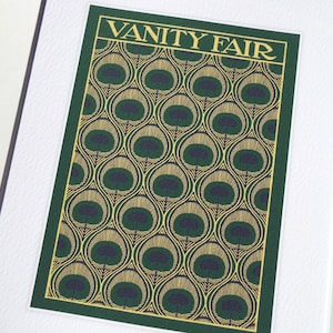 Antique Green & Gold Peacock Feather Book Cover Art Print on Watercolor Paper