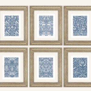Set of 6 William Morris Bunny & Bird Botanical Pattern (6 color options) Archival Quality Prints on Watercolor Paper