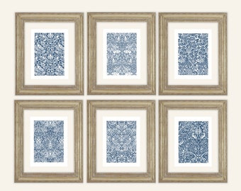 Set of 6 William Morris Bunny & Bird Botanical Pattern (6 color options) Archival Quality Prints on Watercolor Paper