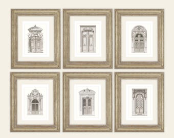 6 Set of Sepia French Parisian Doorway Detail Archival Quality Prints