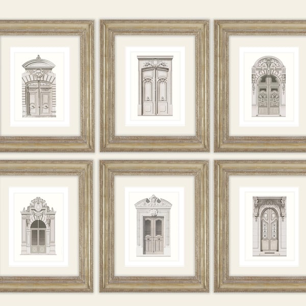 6 Set of Sepia French Parisian Doorway Detail Archival Quality Prints