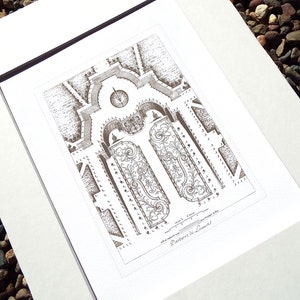 Antique French Garden Plan 6 In Sepia, Navy & Sea Glass Blue Archival Print image 2