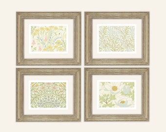 Set of 4 William Morris Spring Botanical Wallpaper Patterns Archival Quality Prints on Watercolor Paper