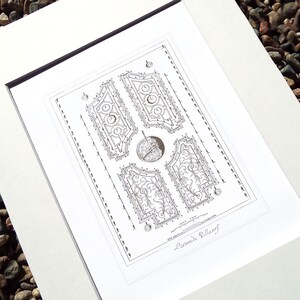 May include: A black and white line drawing of a garden plan, with the text "Parterre Villacerf" at the bottom.