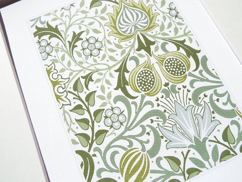 Set of 4 William Morris Sage Green Botanical Wallpaper | Etsy