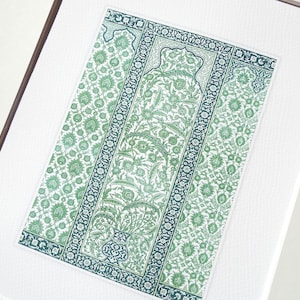 Blue & Green Antique Moorish Moroccan 3 Panel Tile Pattern Archival ...