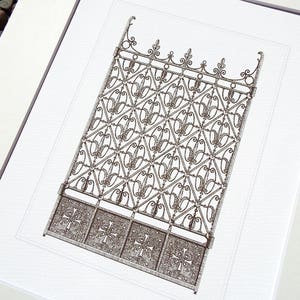 French Architectural Drawing of Iron Gate 7 Archival Quality Print on Watercolor Paper