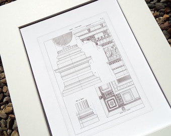Architectural Print of Corinthian Capital Detail 4 on Heavy Watercolor Paper