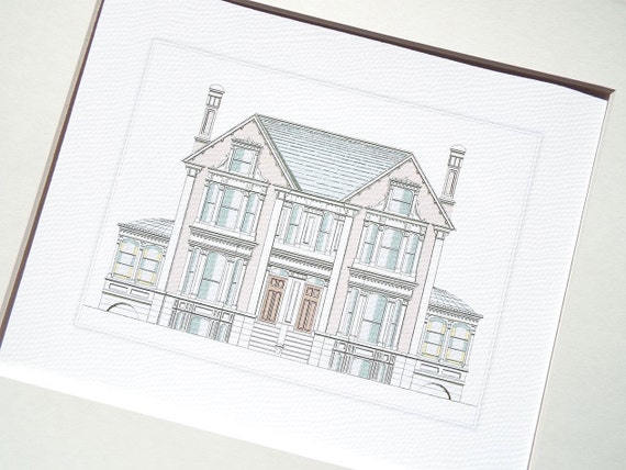 Architectural Imprimer 3 Du Manoir Anglais Pastel Dessin Sur Papier Aquarelle