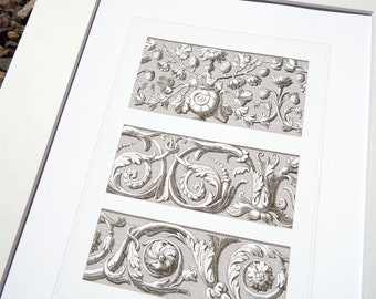 Architectural Print of Decorative Architectural Detail in Sepia 1 on Watercolor Paper