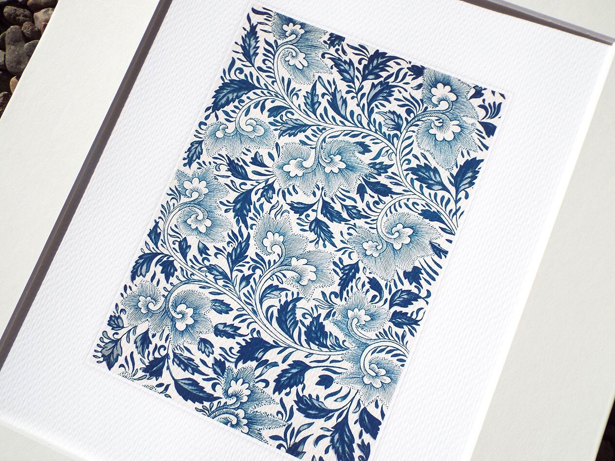 Blue & White Chinoiserie Floral Ornament Pattern 2 Antique