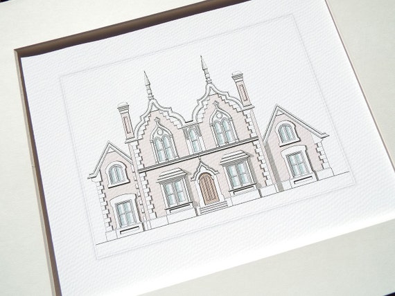 Architectural Imprimer 2 Du Manoir Anglais Pastel Dessin Sur Papier Aquarelle