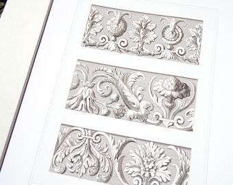 Architectural Print of Decorative Architectural Detail in Sepia 2 on Watercolor Paper