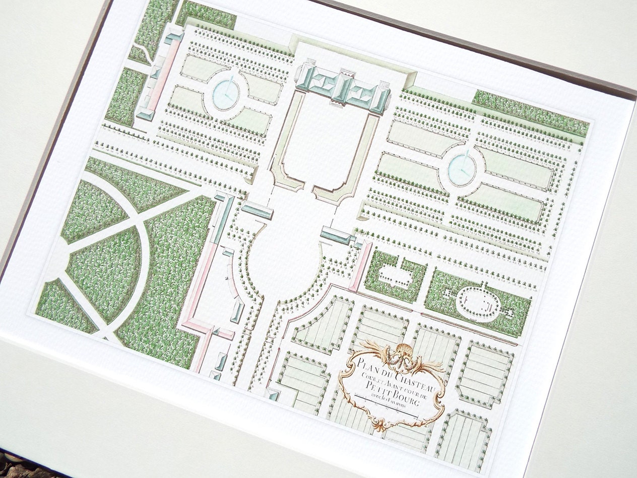 French Antique Garden Plan Detail Of Chateau De Petit Bourg 2 Etsy Norway