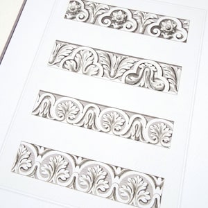 Architectural Print of Decorative Architectural Detail in Sepia 12 on Watercolor Paper
