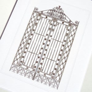 French Architectural Drawing of Iron Gate 12 Archival Quality Print on Watercolor Paper